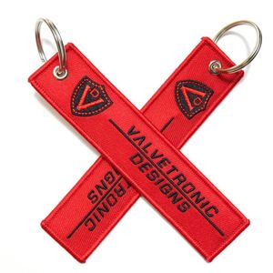 Double Logo Design Polyester Twill Keychain <b>Custom</b> Embroidery for <b>Key</b> Holder Cartoon Style - Product Image 4