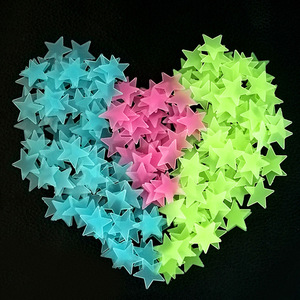 100 pezzi 3D bagliore soggiorno decorazione <span class=keywords><strong>per</strong></span> bambini colore miscelazione stelle luminose adesivo da parete - Product Image 3