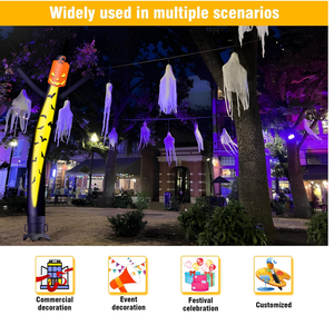 Design personalizado dançarinos de ar inflável tubo homem halloween tema fantasma 10ft 12ft alta wacky acenando inflável dança tubo cara - Product Image 5