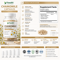 Capsules de Camomille à base d'extraits végétaux, complément alimentaire fini pour usage quotidien adulte, vente en gros en vrac