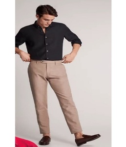 Chemise décontractée en coton pour homme, manches longues, coupe ajustée, col montant, douce, confortable, légère, respirante, tissu à séchage rapide, pour le travail quotidien - Product Image 1
