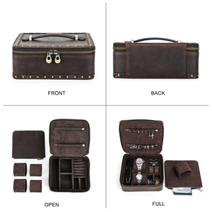 Cổ Điển Phong Cách Du Lịch Lưu Trữ Đồ Trang Sức Trường Hợp Với Xử Lý Đa Chức Năng Da Hộp Đồng Hồ Cho Nam Giới Có Thể Tháo Rời Gối Pad-CF6015 - Product Image 4