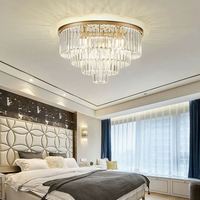 Nouvelles lampes décoratives pour la maison, luminaires d'hôtel, lustres ronds en or, luminaires de plafond modernes, lustre en cristal K9 de luxe, luminaire suspendu