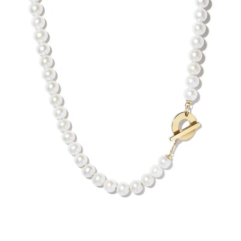 Milskye Elegante 925 Zilveren Link Chain Bead Toggle Ot Sluiting Barokke Zoetwater Parels Ketting Voor Vrouwen