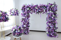 T27 mariage Floral toile de fond Arrangements de fleurs artificielles fleur lilas qualité fleur centres de table violet Floral arc pour la décoration