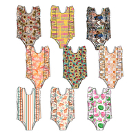 Bikinis de verano para niñas, traje de baño de una pieza con estampado múltiple, novedad