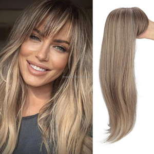 Perruques synthétiques en gros <span class=keywords><strong>avec</strong></span> frange pour femmes, base mono en soie, postiche <span class=keywords><strong>avec</strong></span> clip pour cheveux fins - Product Image 4