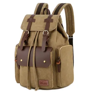 Wohlbege Spot Goederen Vintage Casual Grote Outdoor Reizen Laptop Schooltassen Canvas Rugzak Voor Mannen Vrouwen