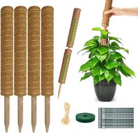 MOSS POLE Lot de 4 piquets de soutien en mousse de 17 pouces pour plantes grimpantes, accessoires d'intérieur - Piquets de soutien empilables pour plantes