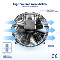 Ventilateur axial industriel 450 mm 110 V CA à pales en acier, roulement à billes, IP44, ventilateur à rotor externe pour refroidissement de machines CNC et d'ateliers