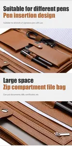 A4 Folder Custom Zippered Pad Holder Pu Leather Document Organizer Refill Black Business Portfolio Folder Bag File Shenzhen Folder Folder