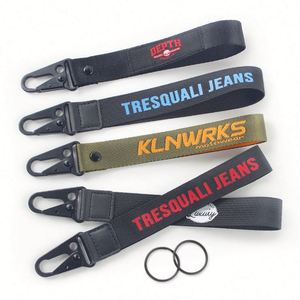 Promotional Custom Logo Eagle Hook Key Chain Embroidered Short <b>Lanyards</b> Motorcycle Wrist Woven Keychains - Product Image 1