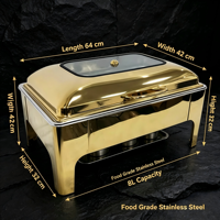 Réchaud de buffet de luxe en acier inoxydable avec finition dorée, 9 L, pour hôtel, restaurant et banquet