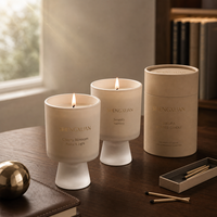 Porte-bougie en verre écologique résistant à la chaleur 8oz 10oz 12oz avec couvercle en bambou pour Noël, couleur personnalisée par pulvérisation, réutilisable