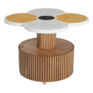 Unique Four-Leaf Clover Side <b>Table</b>-Modern Design Solid Wood Base <b>Adjustable</b> Height Storage for Living Room Bedroom Small Spaces - Product Image 3