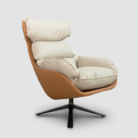 Fauteuil pivotant de massage doux au toucher blanc 360 ° en cuir ultrafibre et éponge haute résilience canapé pouf de loisirs paresseux