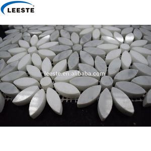 Dipoles Carrara Kristal Yunani Putih Waterjet Pola Bunga Marmer Mosaik Pergerakan Mawar Mosaik - Product Image 2