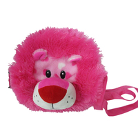 Nouveau cadeau de la Saint-Valentin à la mode Sac à dos en forme de lion rose Oreiller en peluche douce pour le soulagement du stress Sac à bonbons