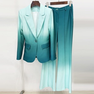 High Quality Fall 2023 Plus Size 2 Piece Skinny Fit Button Women's <b>Blazer</b> & Pants <b>Set</b> Office Wear - Product Image 2