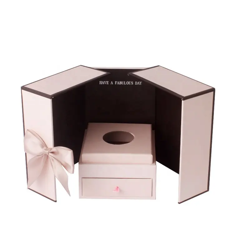 निर्माता स्पॉट गुलाबी डबल दरवाजा उच्च-ग्रेड अनन्त जीवन फूल गहने उपहार बॉक्स DIY रचनात्मक हस्तनिर्मित साबुन फूल दराज बॉक्स