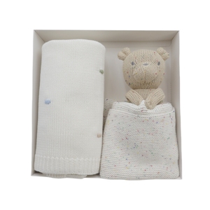 Kids Cotton Knitted Rabbit <b>Blanket</b> PP Cotton Filled with Mesh Lining for Birthday Gift - Product Image 2
