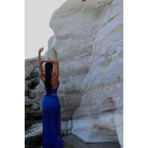 <b>Navy</b> Blue Satin <b>Skirt</b> Suit with Button Decoration - Product Image 1