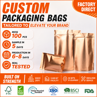 Sachet Mylar refermable personnalisé couleur or brillant pour emballage alimentaire de fruits secs, feuilles de thé – Pochette métallique brillante autoportante
