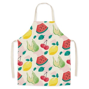 Cute Fruit Pattern Bib Apron Cotton Woven Machine Washable Daily Cooking Use Without Pockets - Product Image 2