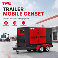 Générateur diesel silencieux monté sur remorque 50Hz 50kva 100kva 150kva 200kva insonorisé triphasé mobile pour alimentation de secours
