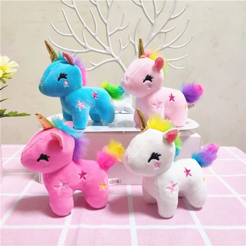 Promotion cheap soft small unicorn plush toys RTS 12cm unicorn doll stuffed animal plush toys keychain