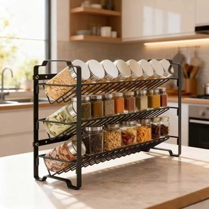 Estante para Especias de Tres Niveles, Cesta de Almacenamiento para Encimera de Cocina, Tipo Vertical, Fácil de Limpiar, Forma Rectangular - Product Image 2