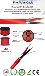 Fire Alarm 2C #16 Solid BC/CCA Cable Fire Resistant PVC Insulation Red LSZH Jkt CPR Eca /Dca