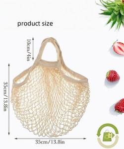 Portatile in cotone riutilizzabile maglia Tote Bag manico in rete lavabile organizzatore di generi alimentari per frutta e verdura Shopping per i mercati - Product Image 4