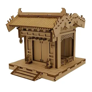 Diy组装木制拼图古代木制中国建筑木制3d建筑模型玩具礼品拼图手工装饰作品