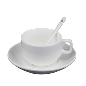 YAYU <b>Ceramic</b> Coffee <b>Cup</b> And Saucer Set Pure White Heat Resistant For Home Office Use - Product Image 5