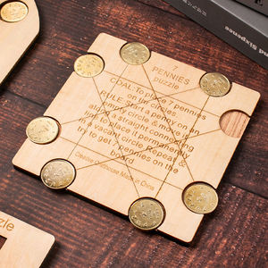 Rompecabezas de monedas de madera de diseño único IQ Challenge Brain Teasers para niños adultos juegos de estrategia lógica para regalos únicos - Product Image 4