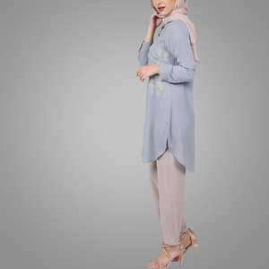 Nueva Llegada Musulmán Tradicional Casual Wear Túnica Blusa Manga Larga Bordado Moda Estilo Turco Tops Abaya - Product Image 3