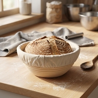 Panier de levage du pain en rotin fait main, réutilisable et écologique, avec doublure en tissu et bol de fermentation pour la pâtisserie