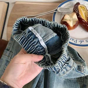 Colección Otoño, Jeans para Niños, Pantalones Casuales de Pierna Recta con Múltiples Bolsillos y Pantalones Largos Lavados a la Arena para Niños y Niñas - Product Image 2