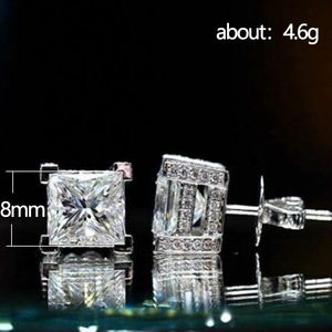Orecchini a perno quadrati a quattro punte da donna, tono argento, accessori minimalisti per l'uso quotidiano - Product Image 5