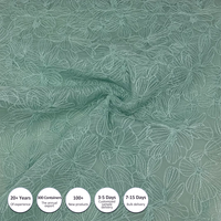 Tissu en tulle tricoté brodé de sequins floraux vert clair |   Vêtements de mariage pour garçons/filles en nylon/polyester 70GSM, sacs et chaussures extensibles