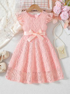 Saldi Estivi: <span class=keywords><strong>Abbigliamento</strong></span> per Bambini all'Ingrosso - Vestito <span class=keywords><strong>Elegante</strong></span> da <span class=keywords><strong>Bambina</strong></span> a Tinta Unita con Pizzo e Taglio ad A, Morbido al Tatto, Ideale per il Piano - Product Image 6