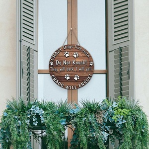 Panneau décoratif en bois pour la maison et le jardin, style ferme, avec inscription « Crazy Dog Lives Here », plaque de porte créative - Product Image 2