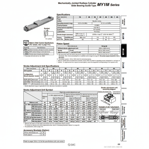 Cilindro sin vástago SMC Pneumatics, cilindros articulados mecánicamente, categoría de producto - Product Image 1