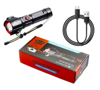 Linterna de Emergencia para Auto, Luz Estroboscópica Roja y Azul de Advertencia, Martillo de Seguridad, Rompeventanas, Cortador de Cinturón de Seguridad, Recargable por USB, con Zoom