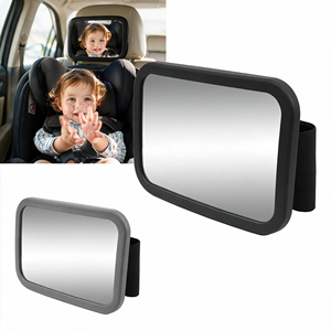 Logo personnalisé 360 °   Miroir de siège auto bébé orientable avec lentille acrylique et cadre ABS, pour appuie-tête fixe - Product Image 1