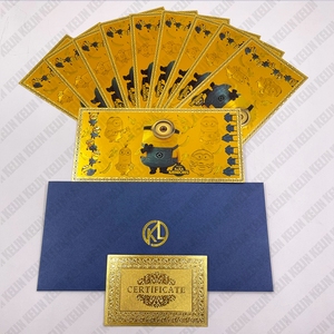 5 dessins <span class=keywords><strong>film</strong></span> <span class=keywords><strong>Minion</strong></span> dessin animé carte en plastique 24k feuille d'or plaqué carte - Product Image 5