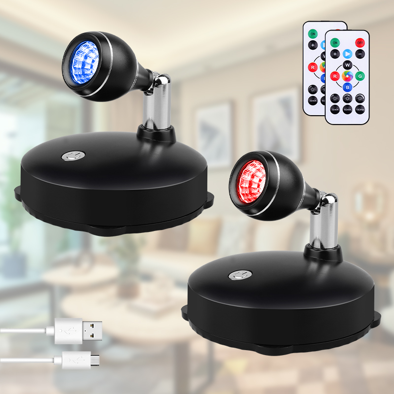 Мини 16 цветов RGB Светодиодный прожектор Современный 1 Вт перезаряжаемый светильник для дома Настенный бра пульт дистанционного управления беспроводной свет для спальни