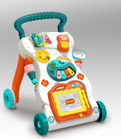 Poussette trotteur multifonctionnelle 3-en-1 en plastique, motif dessin animé, pour tout-petits, avec musique et lumières, pour apprendre à marcher et s'asseoir-debout