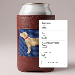 Portabicchieri Personalizzato in Vera Pelle con Ricamo a Punto Croce, 330ML, Antiscivolo per Casa e Viaggio - Product Image 2